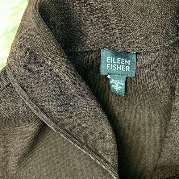 EILEEN FISHER WOMENS BROWN BUTTON FRONT CARDIGAN SWEATER L - Picture 3 of 14